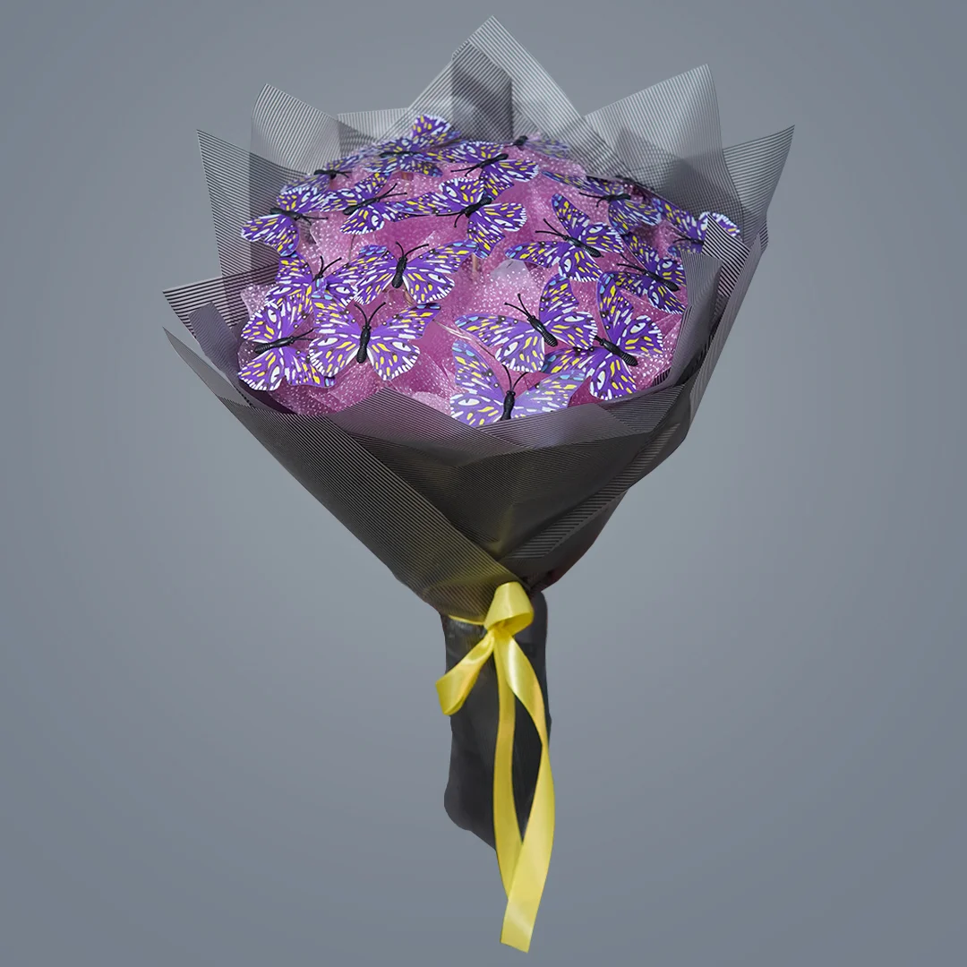 Mor Kelebek Buketi - Alanya Çiçek Siparişi