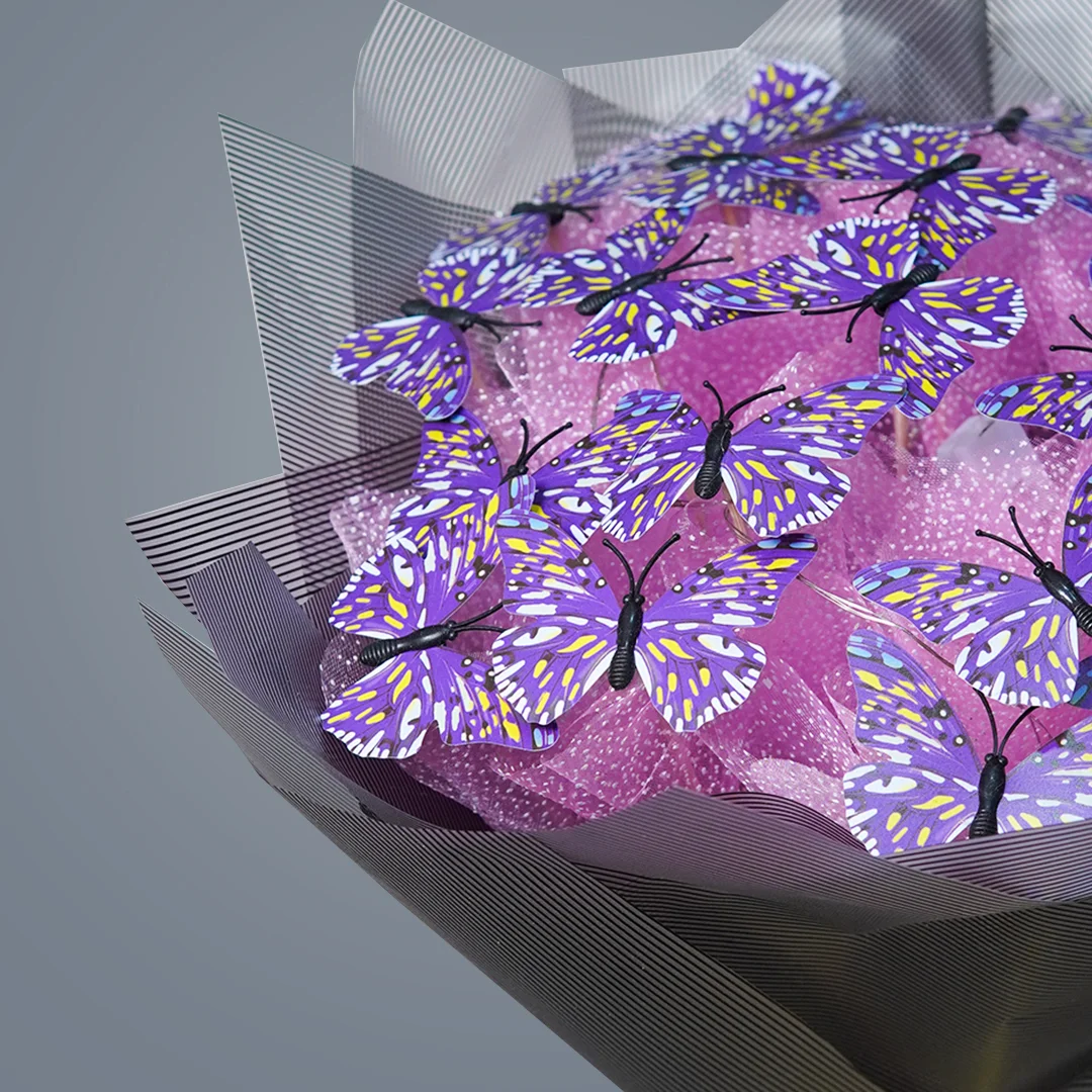 Mor Kelebek Buketi - Alanya Çiçek Siparişi