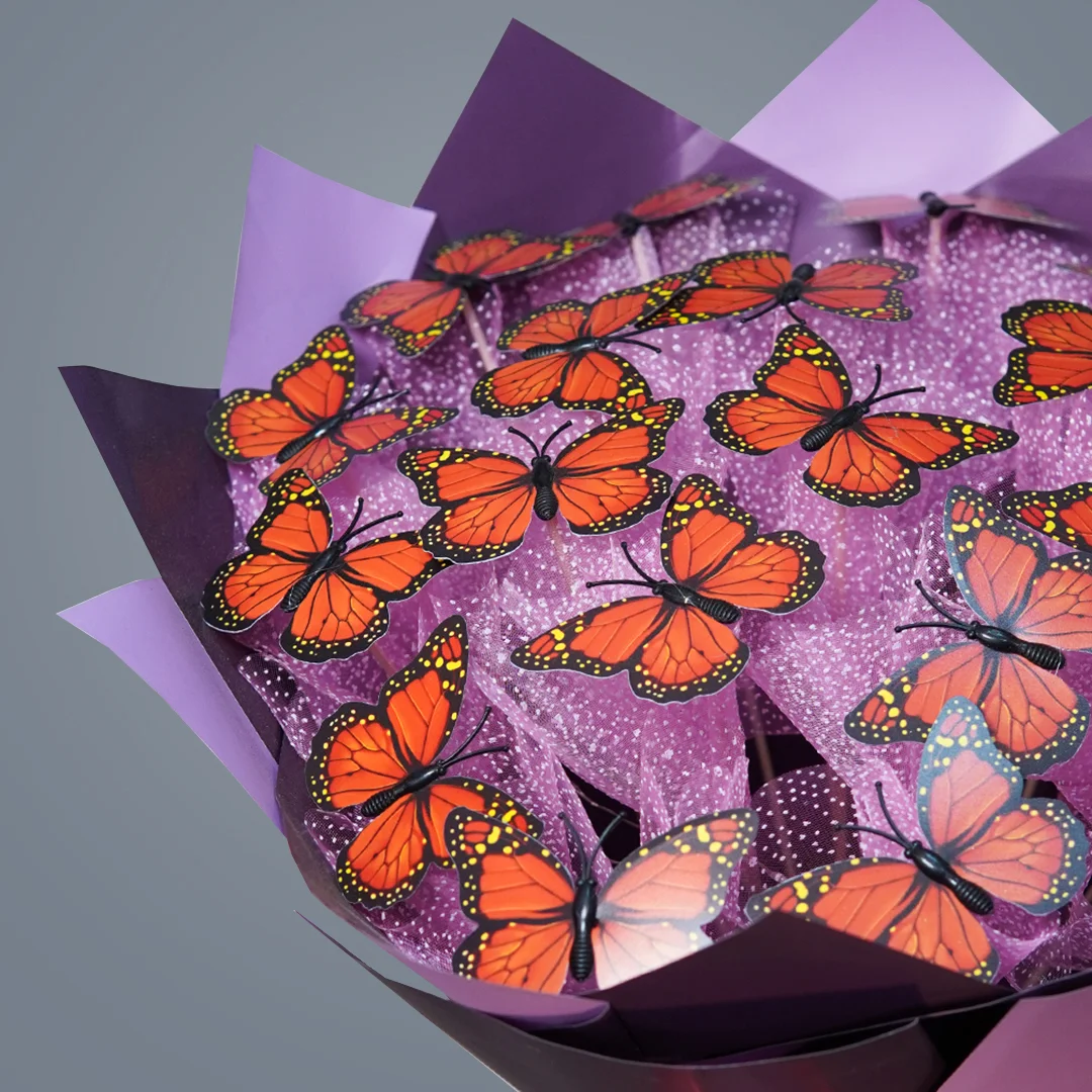 Turuncu Kelebek Buketi - Alanya Çiçek Siparişi