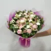 Renkli Yapay Mor-Beyaz Şakayık Buket