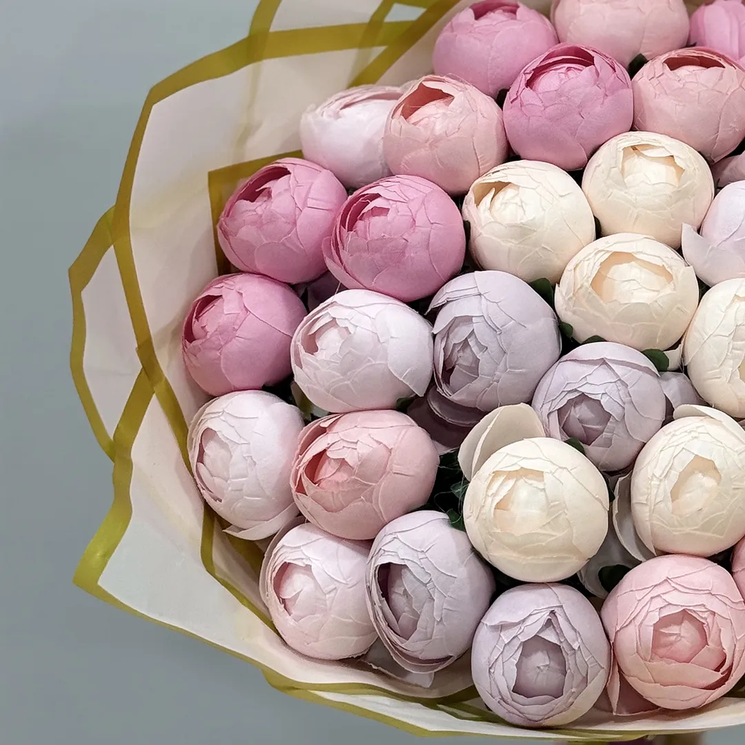 Renkli Yapay Pembe Şakayık Buket
