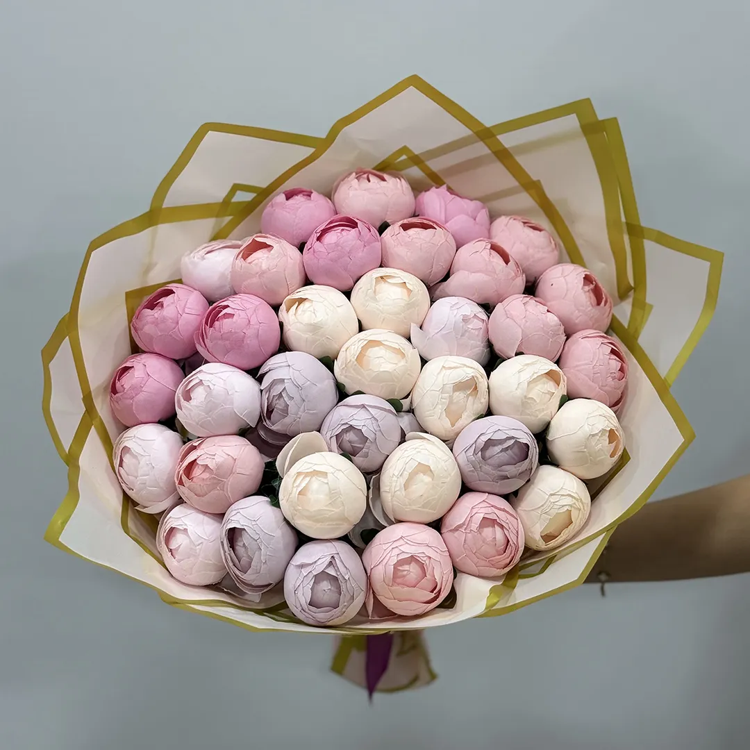 Renkli Yapay Pembe Şakayık Buket