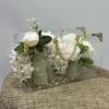 Yapay Beyaz Güllü Şeffaf Çanta